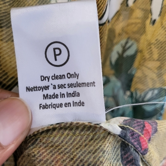 Hemant & Nandita Keystone Silk Blouse Sheer Floral Print Feminine Peplum(L) - Picture 14 of 14